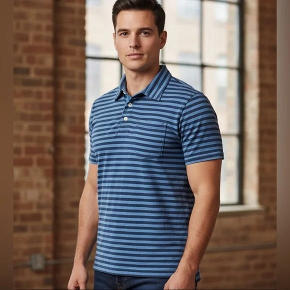 American Eagle Outfitters Men's Blue Striped Golf style shirt in a size S - Picture 6 of 6